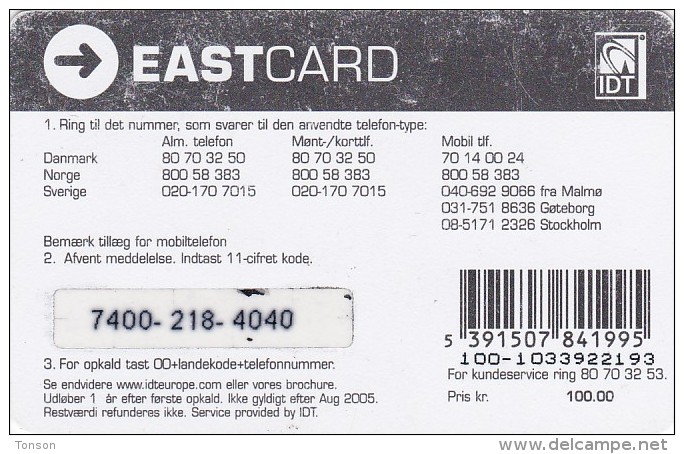 Norway,  Prepaid Card U, Eastcard, 2  Scans.   Also Denmark And Sweden. - Norway