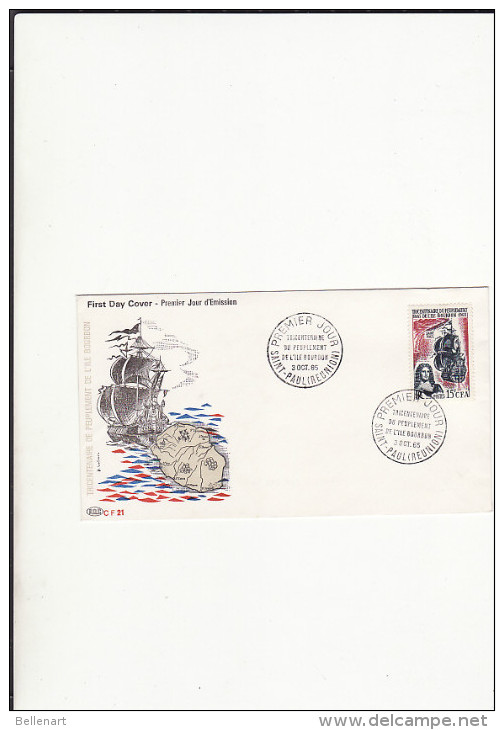 FDC-1er Jour - Marque P.A.C. :  Peuplement De L´Ile Bourbon - Saint-Paul(La Réunion) - 3 Octobre 1965,dessin De ??? - 1960-1969