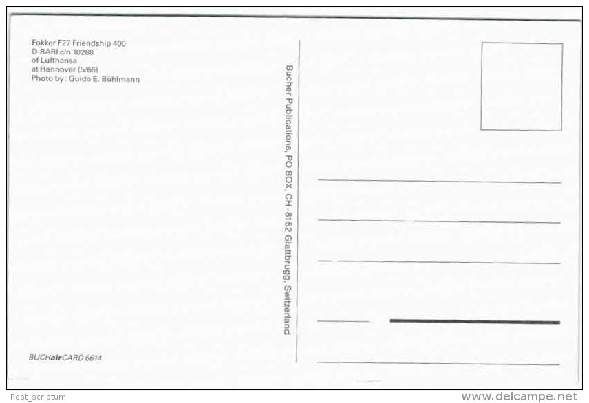 Thème -  Avion - BuchairCard 6614 - Fokker F27 Friendship - Lufthansa - Hannover 1966 - Format 8.5*13.5  Cm - 1946-....: Moderne