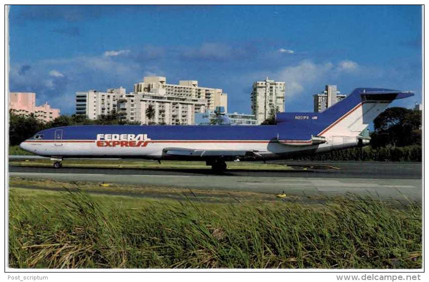Thème -  Avion - BuchairCard 8913 - Boeing 727 2S2F Advanced - Federal Express - San Juan  PR 89 -  Format 8.5*13.5  Cm - 1946-....: Moderne