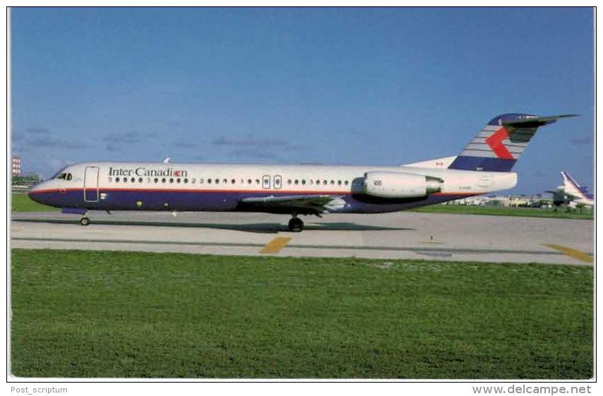 Thème -  Avion - BuchairCard 8942 - Fokker 100 - Inter Canadian - Fort Lauderdale 1989-  Format 8.5*13.5  Cm - 1946-....: Moderne