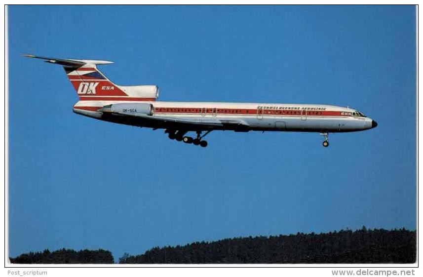 Thème -  Avion - BuchairCard 8963 - Tupolev 154M - CSA - Zurich 1988 -  Format 8.5*13.5  Cm - 1946-....: Moderne