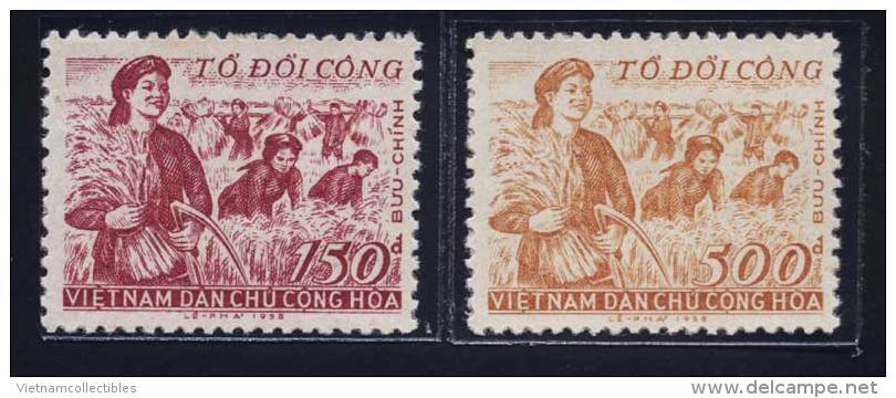 North Vietnam Viet Nam MNH Stamps 1958 : Mutual Aid Teams / Rice - Scott#84-85; CV$12/set (Ms042) - Viêt-Nam