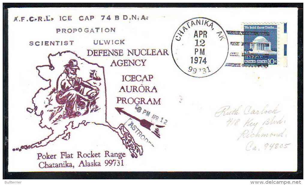 SPACE - USA - 1974 A.F.C.R.L. ICE CAP PROGRAM ROCKET SPECIAL COVER WITH CHATANIKA POSTMARK - United States