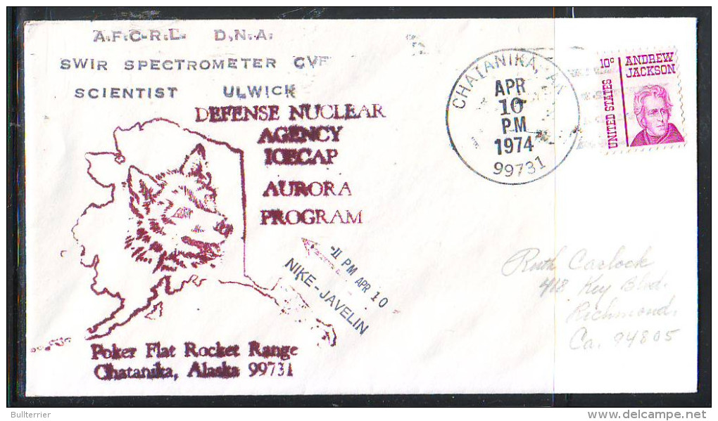 SPACE - USA - 1974 A.F.C.R.L. NIKE-JAVELIN SPECIAL COVER WITH CHATANIKA POSTMARK - Etats-Unis