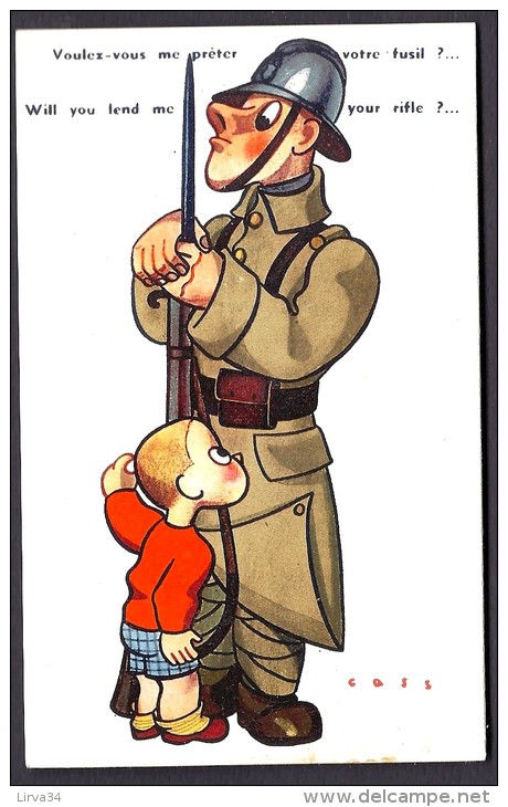 CPA ANCIENNES- FRANCE-  BELLE ILLUSTRATION HUMORISTIQUE SIGNÉE CASS- L'ENFANT ET LE SOLDAT- - Cass