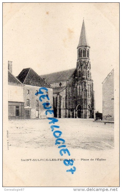 87 - SAINT SULPICE LES FEUILLES - ST SULPICE LES FEUILLES-  PLACE DE L' EGLISE LIBRAIRIE PERAUD - Saint Sulpice Les Feuilles