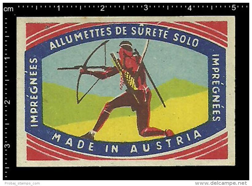 Old Original  Poster Stamp - Matchbox Label - Indian People Indians Bow And Arrow - Boites D'allumettes - Etiquettes