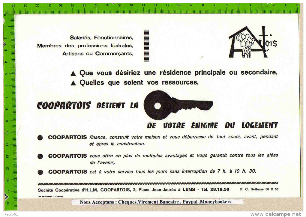 BUVARD / BLOTTER / : Vous Desirez Une Residense Principale  COOP ARTOIS - Bank En Verzekering