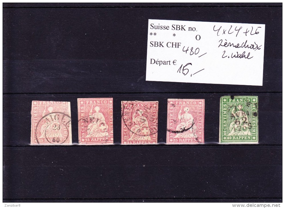 (r)   24 (4x) & 26  (2ème Choix) - Used Stamps