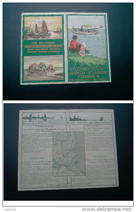 Dépliant Publicitaire Pays-Bas Bateau Vapeur - Steamer Round Trip Brochure 1935 - Nederland - Dépliants Turistici