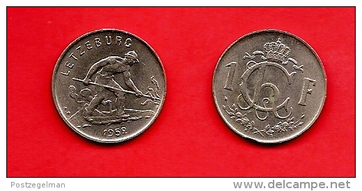 LUXEMBURG, 1952, Circulated Coin, 1 Franc, Copper Nickel, Km46.2, C1659 - Luxemburg