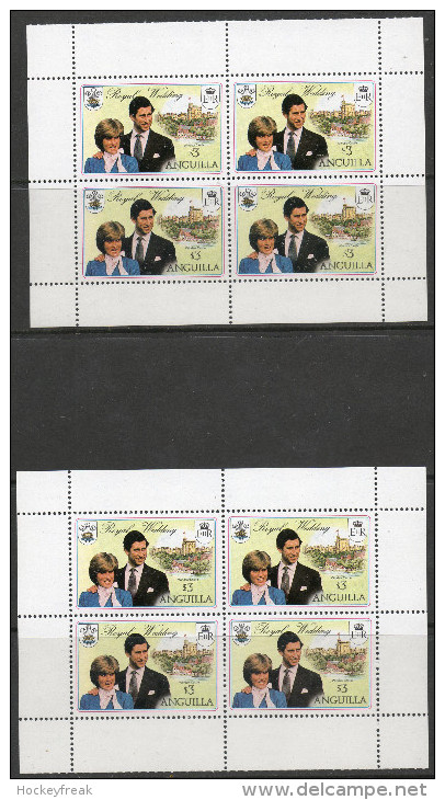 Anguilla 1981 - Royal Wedding Booklet Panes - Both Wmks SG468a , 468wa, 469a & 469wa MNH Cat £4.30 SG2002!!!  See Notes - Anguilla (1968-...)