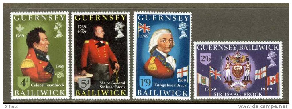 GB GUERNSEY - 1969 ISAAC BROCK SET (4V) FINE MNH ** - Guernsey