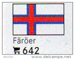Set 6 Flaggen Färöer In Farbe 7€ Zur Kennzeichnung Von Büchern,Alben+Sammlungen Firma LINDNER #642 Flags Isle Of Danmark - Other & Unclassified