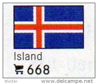 Set 6 Flaggen Island In Farbe 7€ Zur Kennzeichnung Von Büchern,Alben Und Sammlungen Firma LINDNER #668 Flags Of Republik - 1950-oggi