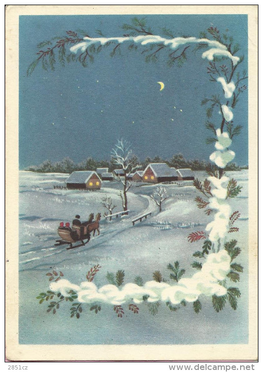 Happy New Year - Horse-sledge, 1967., Yugoslavia (ND) - New Year