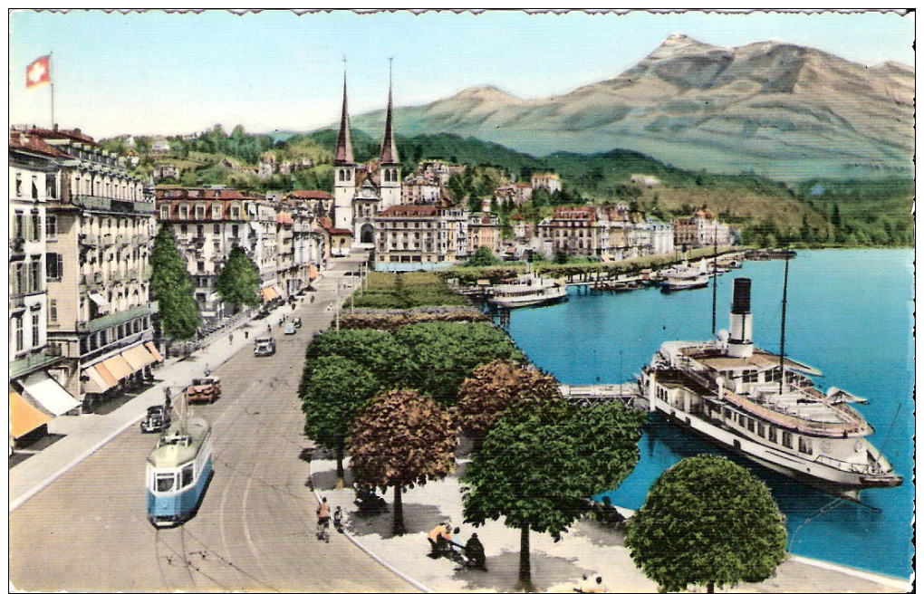 PostkaartZwitserland A376     Luzern,Schweizerhofquai Mit Rigi - Lucerne