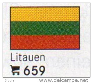 Set 6 Flaggen Litauen In Farbe 7€ Zur Kennzeichnung Von Büchern,Alben Und Sammlungen Firma LINDNER #659 Flags Of LIETUVA - Altri Accessori