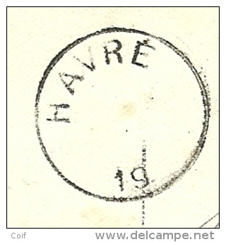 Kaart Met Cirkelstempelzonder Datummidden HAVRE (noodstempel)(19 Links) - Fortuna (1919)