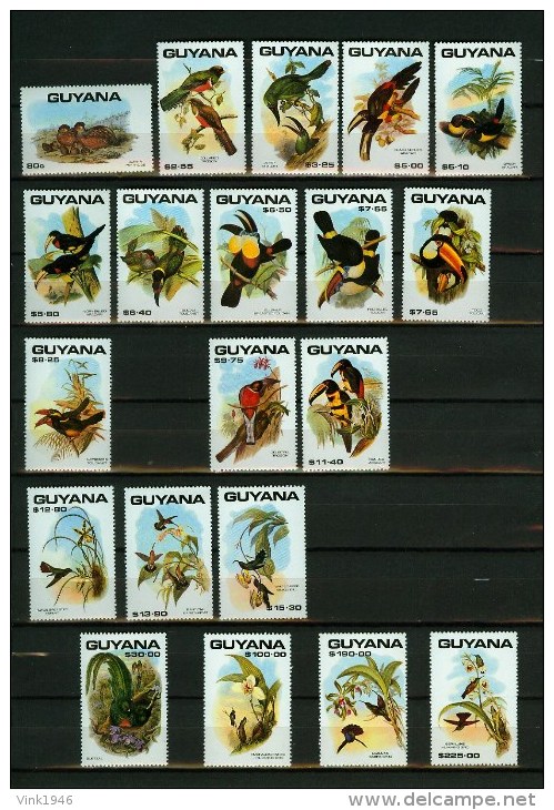 Guyana 1990,20V,partset,birds,flowers,vogels,bloemen ,vögel,oiseaux,uccelli,pajaros,uccelli,aves, MNH/Postfris(D1875) - Andere & Zonder Classificatie