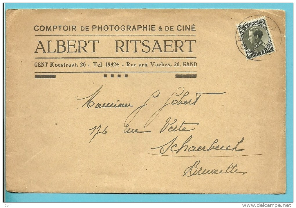 401 Op Brief Met Stempel GENT Met Hoofding COMPTOIR DE PHOTOGRAPHIE & CINE / ALBERT RITSAERT - 1934-1935 Leopold III