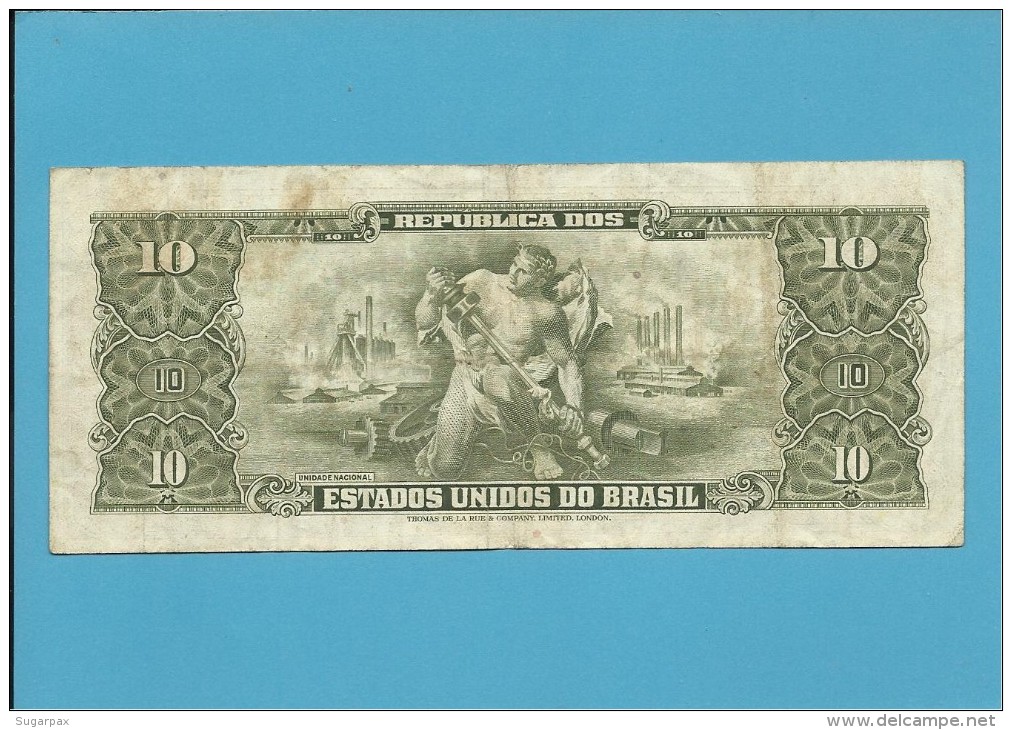 BRAZIL - 10 CRUZEIROS -  ND ( 1962 ) - Pick 177a - SIGN. 10 - SÉRIE 2857 - ESTAMPA 2A - TESOURO NACIONAL - VALOR LEGAL - Brasil