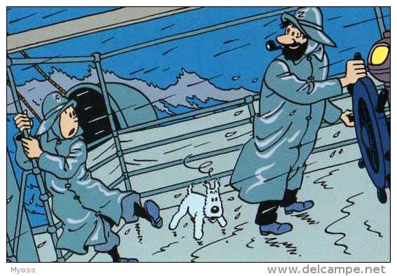 HERGE Tintin Milou, Carte Offerte Par Libraire Extrait L'etoile Mysterieuse 1993, Capitaine Bateau Tempete - Hergé