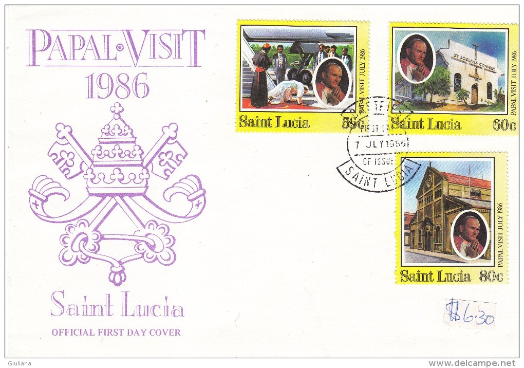 Santa Lucia  1986  -  FDC Visita Papa Paolo VI - St.Lucie (1979-...)
