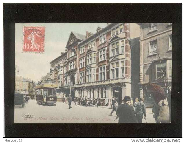 King's Head Hotel , High Street Newport Mon.  édit. Valentine's N° 40258 Tramway - Monmouthshire