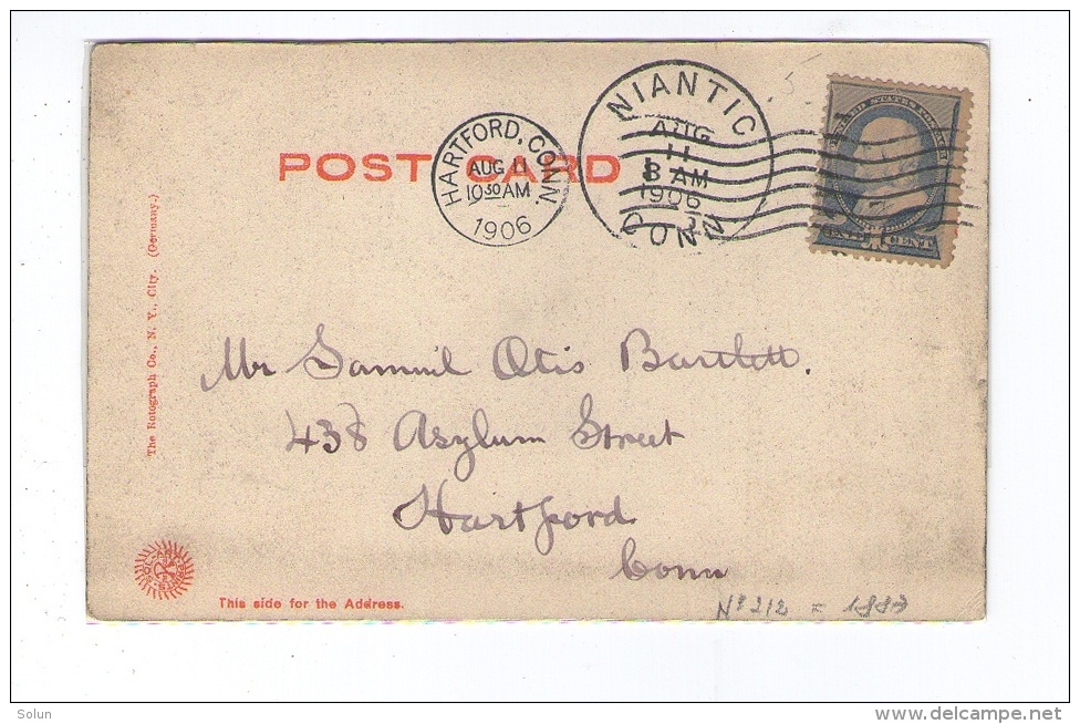 USA AMERICA POST CARD 1906 WEST PARK STAMFORD CONNECTIUCT SENT TO HARTFORD - Stamford