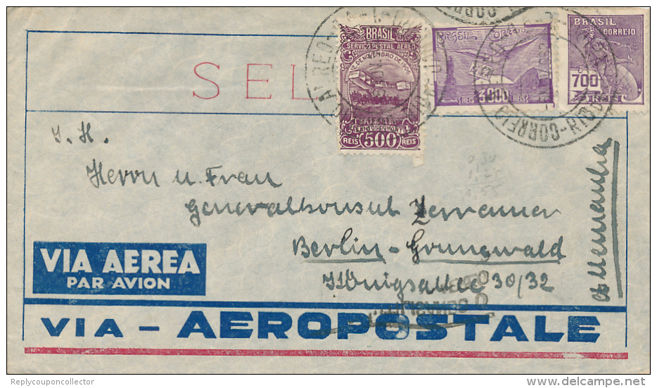 RIO De JANEIRO - 1932 , Brief An Den Generalkonsul Nach Berlin-Grunewald - Airmail