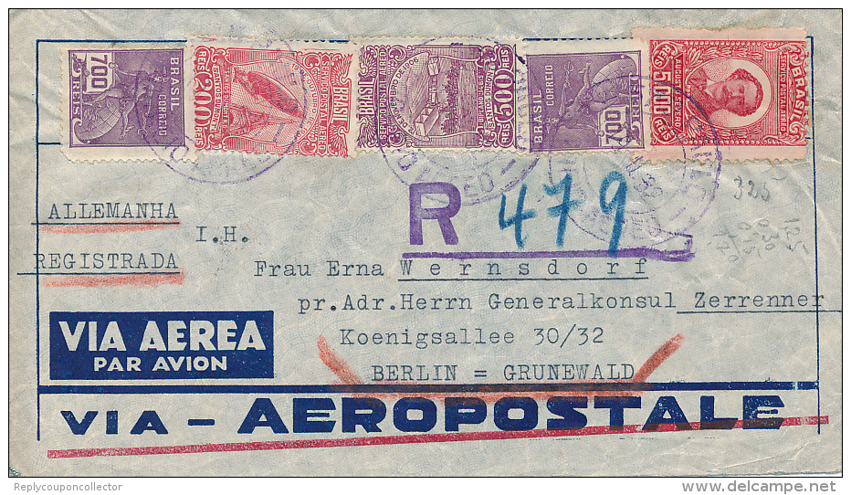 RIO De JANEIRO - 1932 , R-Brief An Den Generalkonsul Nach Berlin-Grunewald - Aéreo