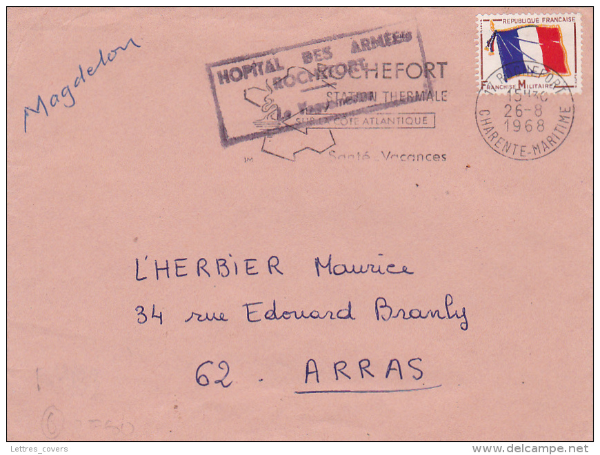 Cachet "  HOPITAL DES ARMÉES ROCHEFORT " CHARENTE MARITIME  Sur Lettre Franchise Avec FM N°13 - 1961-....