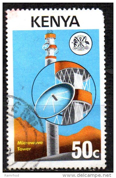 KENYA 1976 Telecommunications Development. - 50c Microwave Tower  FU - Kenya (1963-...)