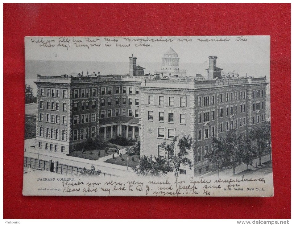 New York > New York City > Manhattan   Barnard College  Tucks 1906 Cancel  Not Mailed   Ref 1155 - Manhattan