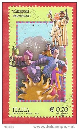 ITALIA REPUBBLICA USATO - 2013 - Folclore Italiano - Carnevale Termitano - € 0,70 - S. 3377 - 2011-20: Afgestempeld