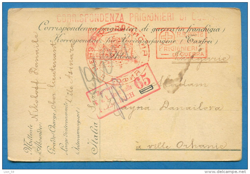 140568 / 24.10.1916 PRISONNIER De Guerre - Isola Di Assinara ( Sardinia ) Italia Italy  AUSTRIA SOFIA ORHANIE Bulgaria - Guerre Mondiale (Première)