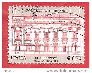 ITALIA REPUBBLICA USATO - 2013 - Politecnico Di Milano - € 0,70 - S. 3389 - 2011-20: Oblitérés