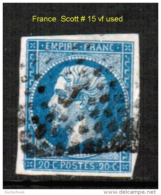 FRANCE   Scott  # 15 VF USED - 1853-1860 Napoleon III