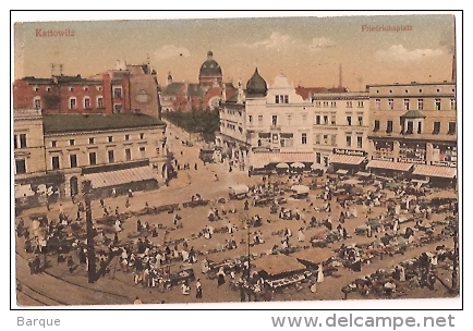 POLOGNE . POLAND . KATTOWITZ. TWO CARDS :  Market On FRIEDRICHPLATZ - Polen