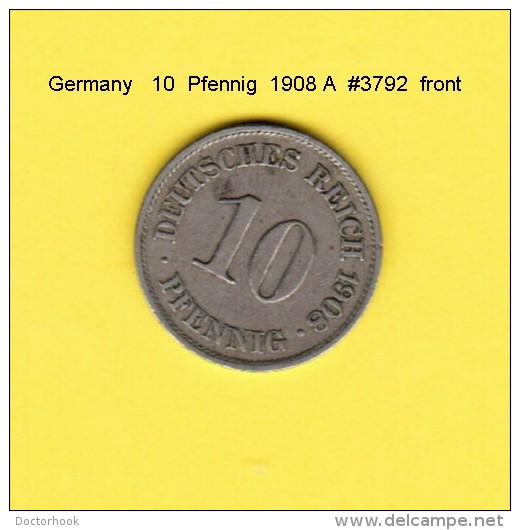 GERMANY   10  PFENNIG  1908 A  (KM # 12) - 10 Pfennig