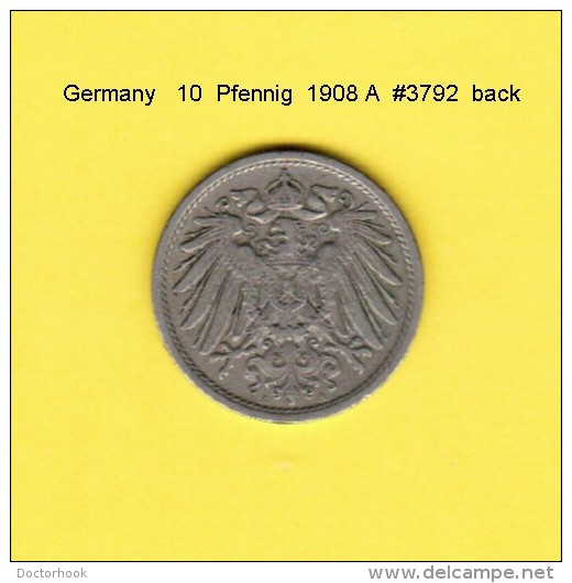 GERMANY   10  PFENNIG  1908 A  (KM # 12) - 10 Pfennig