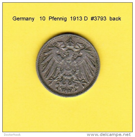 GERMANY   10  PFENNIG  1913 D  (KM # 12) - 10 Pfennig