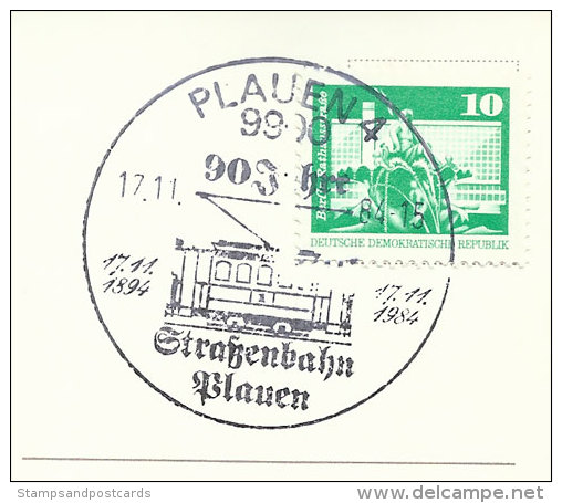 Allemagne DDR Carte Avec Cachet Commemoratif Tramway 1984 Germany Tram Event Cancel Postcard - Tranvie