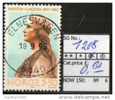 NORWAY:KIRSTEN FLAGSTAD 1995> (NOW-150) (6) - Used Stamps