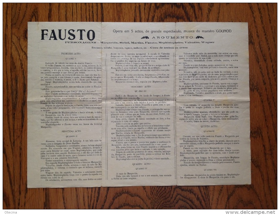 FAUSTO Opéra Gounod - Epoque Lyrique 1903 - Coliseu Dos Recreios - Lisbonne - Portugal - Plakate & Poster