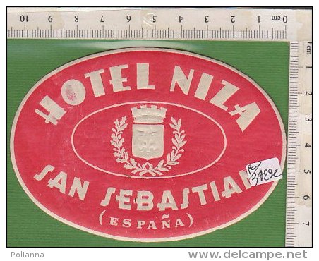 PO3429C# ETICHETTA - ADESIVI ALBERGHI - HOTEL NIZA - SAN SEBASTIAN - Adesivi Di Alberghi