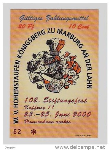 10 Euro-Cent Temporaire, Precurseur, Euro-Vorläufer MARBURG, 2000, RRRRR, UNC - Sonstige & Ohne Zuordnung