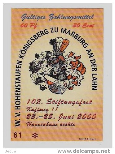 20 Euro-Cent Temporaire, Precurseur, Euro-Vorläufer MARBURG, 2000, RRRRR, UNC - Sonstige & Ohne Zuordnung